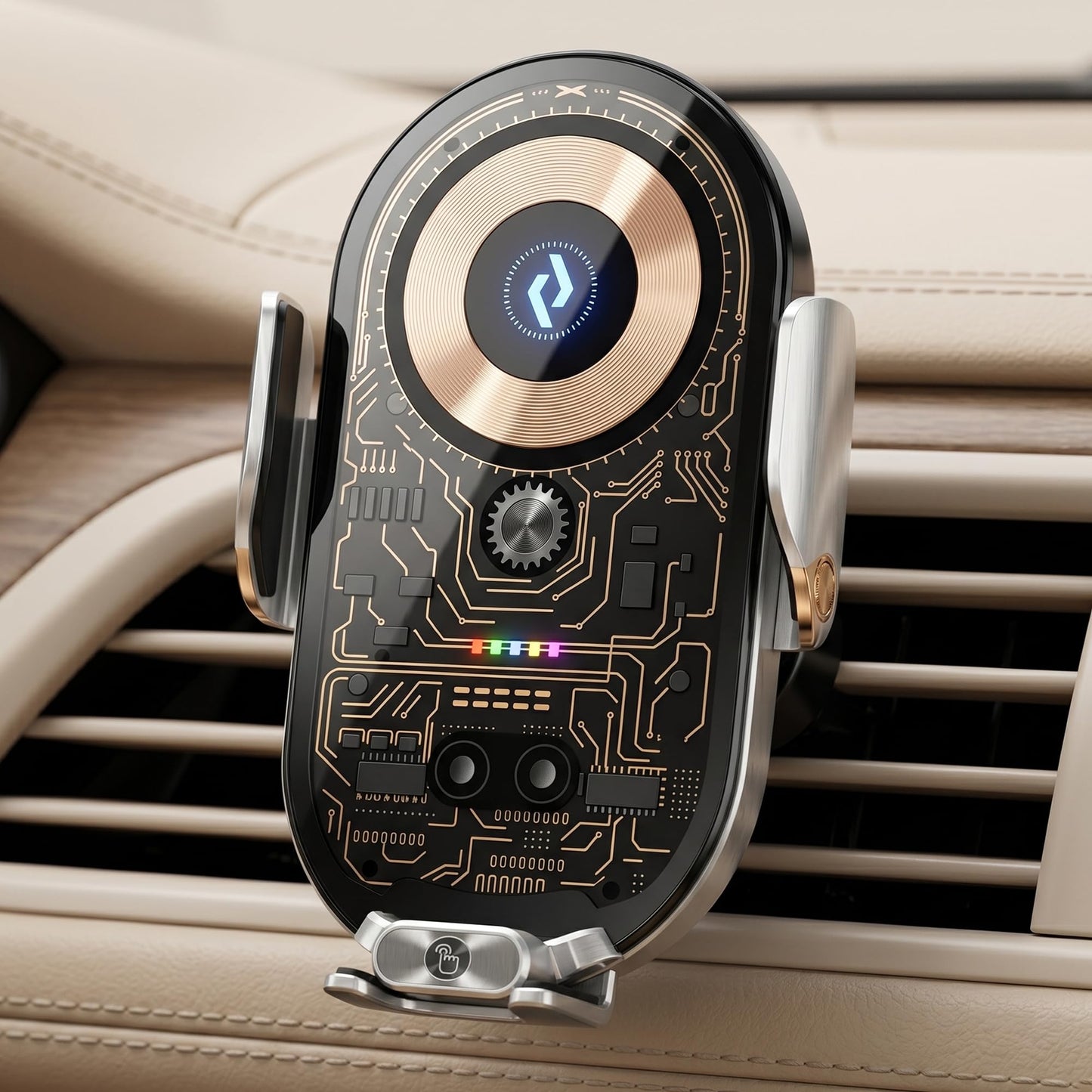 Wireless Car Charger Phone Holder, 360° Rotation, Fast Charging Car Mount with Auto Clamp, Air Vent Mobile Holder, Universal Car Phone Mount for iPhone & Android Devices (Wireless1)