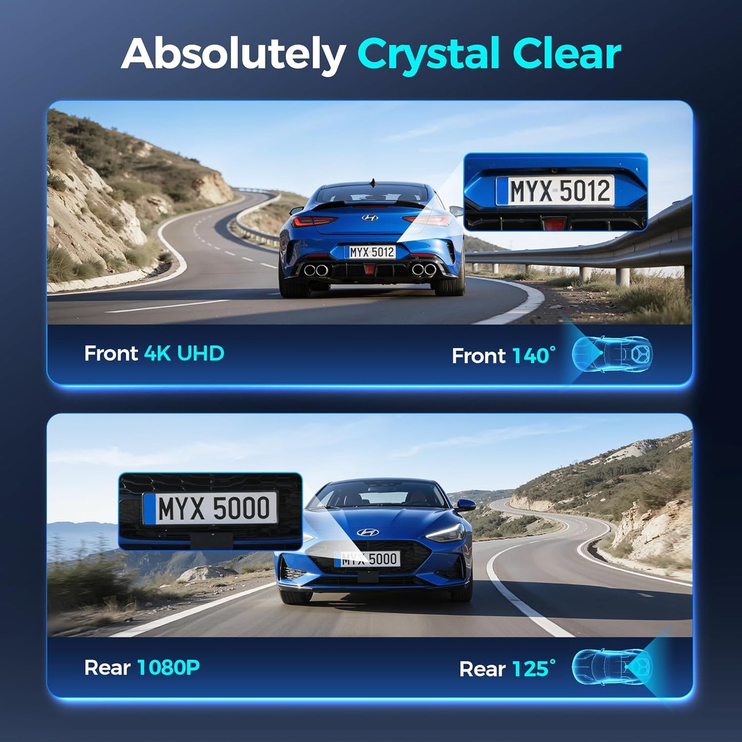 DDPAI 4K Dash Cam for Cars, Front and Rear 2160P+1080P Dashcam Built-in 32G eMMC ADAS 5G WiFi GPS with APP Control 24 Hours Parking Monitor, N5 Dual