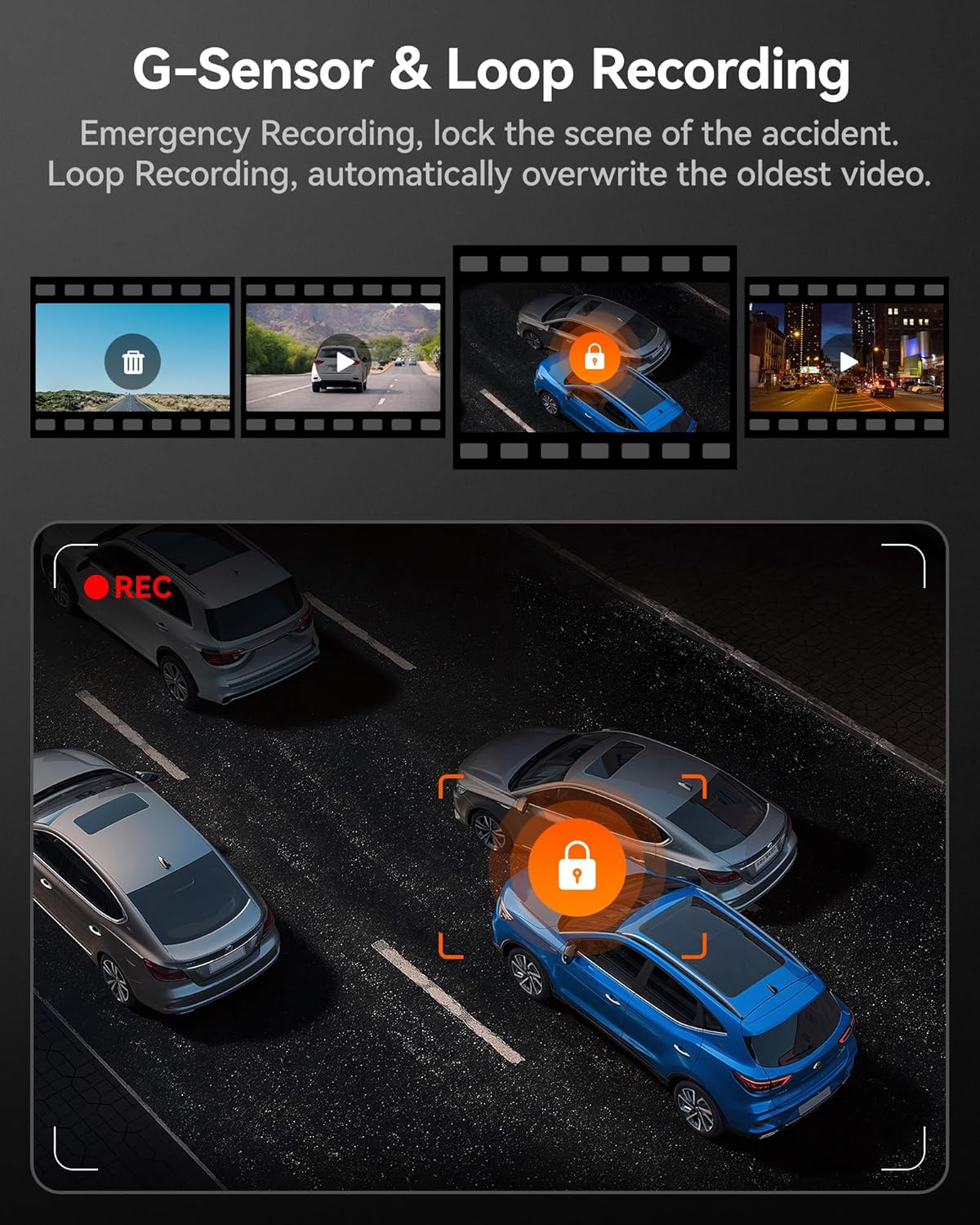 WOLFBOX i07 Dash Cam 3 Channel with WiFi GPS, 4K Dash Camera Front and Inside, 3 Way Dash Camera for Cars, 3" LCD Dash Cam Front and Rear, Super IR Night Vision, 24H Time Lapse, Support 512GB Max