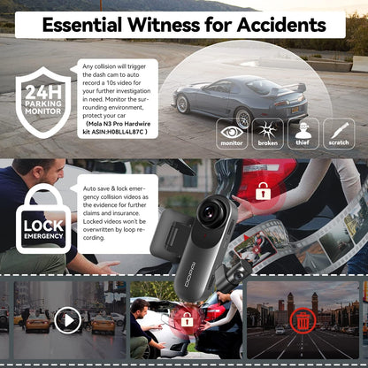 DDPAI Dash Cam Front and Rear 2.5K Car Camera,1600P Front 1080P Rear Dash Camera for Cars,Built-in WiFi GPS Car Dash Cam,Sony IMX335 Sensor Night Vision,WDR,24H Parking Mode Max Support 512G,N3 PRO
