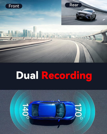 REDTIGER F7N 4K Dual Dash Cam with 64GB Card, WiFi GPS, 4K Front and Back 1080P, 170° Wide Angle Dash Camera for Cars, 3.18" Screen, Parking Monitor, Supports 256GB Max