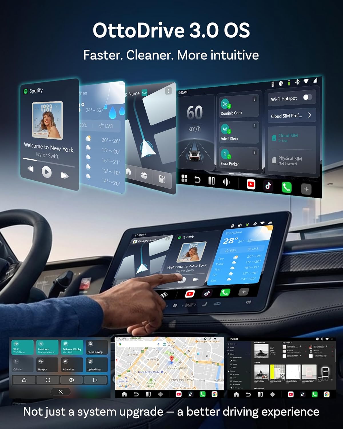 Ottocast P3 Pro OttoAibox Smart AI Car Box with Voice Assistant, Wireless CarPlay & Android Auto, HDMI Out, 5G WiFi Bluetooth 6, Cloud SIM, Split-Screen, Android 13 System
