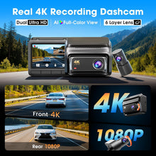 DDPAI 4K Dash Cam for Cars Front and Rear, 2160P+1080P Dashcam, 5GHz WiFi6 Car Dash Camera, 3" IPS with 32G eMMC GPS Night Vision 24H Parking Monitor ADAS G-Sensor Max Support 512G, Z60