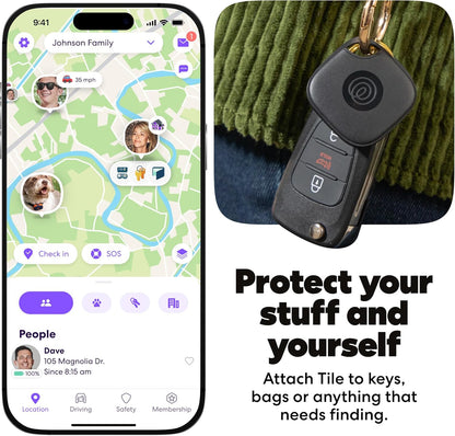 Tile by Life360 Essentials - Bluetooth Trackers & Item Locators for Keys, Wallets, Remotes & More; Easily Find All Your Things. Both iOS and Android Compatible. 4-Pack (Mates/Slim/Sticker)