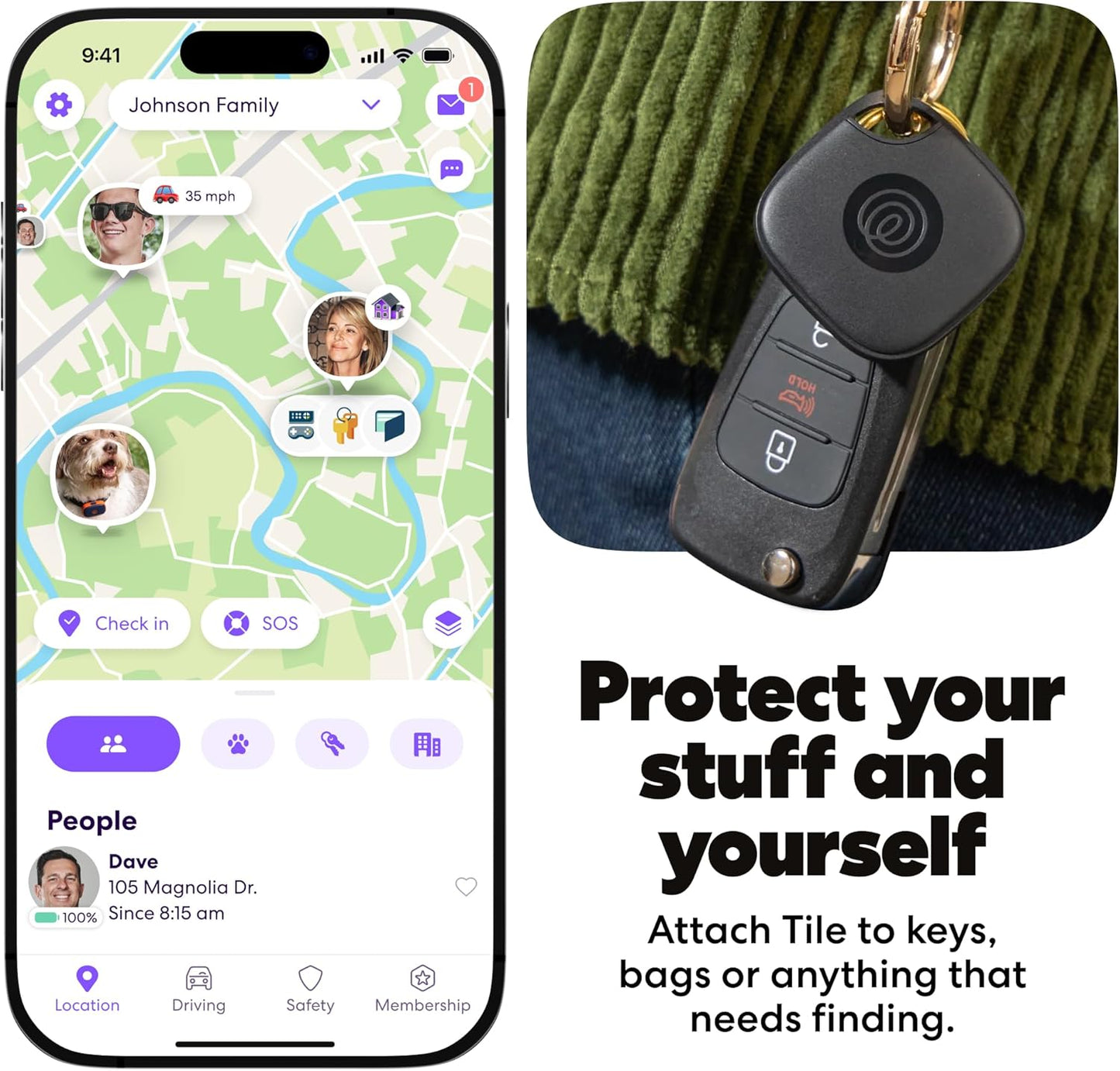 Tile by Life360 Starter Pack - Bluetooth Trackers and Item Finders for Keys, Wallets & More. Both iOS and Android Compatible. Phone Finder. 2-Pack (Black Mate/Slim)