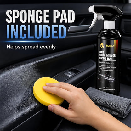 ViBon Car Interior Care Spray Kit, 500ml Dashboard Plastic Leather Trim Detailer with Microfiber Towel and Sponge Pad, Spray and Wipe Interior Coating Film for Car Seats, Door Panels, Console and Trim