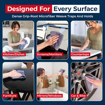 قطعة قماش للتنظيف من المايكروفايبر تتحمل 1200 غسلة، مناشف السيارة فائقة الامتصاص تمتص السخام والسوائل لمرآة لامعة خالية من الخطوط، قطعة قماش غسيل وأداة توزيع المنظف من اوسانوكس، 12 قطعة 40.6×40.6 سم
