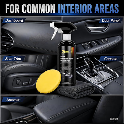 ViBon Car Interior Care Spray Kit, 500ml Dashboard Plastic Leather Trim Detailer with Microfiber Towel and Sponge Pad, Spray and Wipe Interior Coating Film for Car Seats, Door Panels, Console and Trim