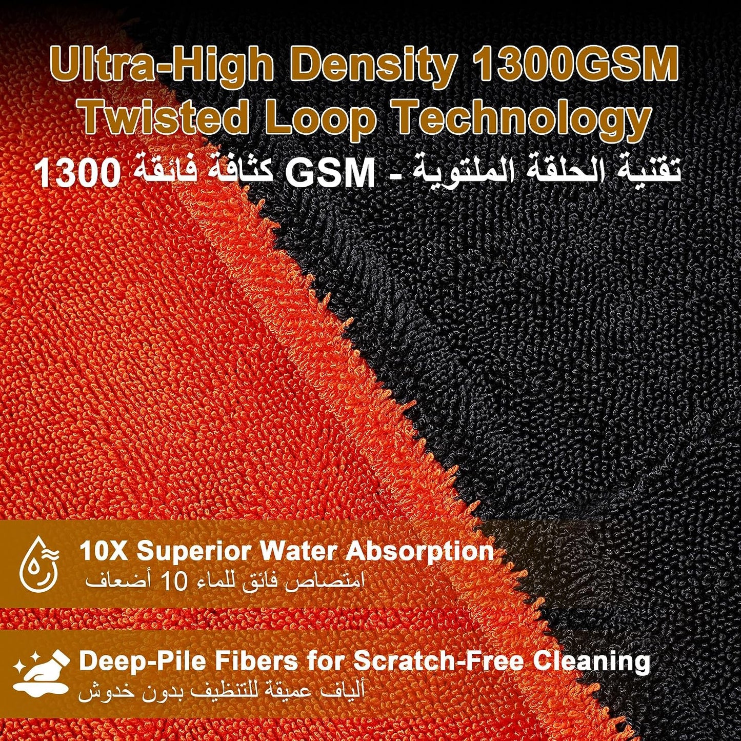 NAYEL Jumbo 1300GSM Car Drying Towel, 650g+ Professional Weight, Ultra Thick Super Absorbent Microfiber Cloth, 90x60cm (Blue & Grey)