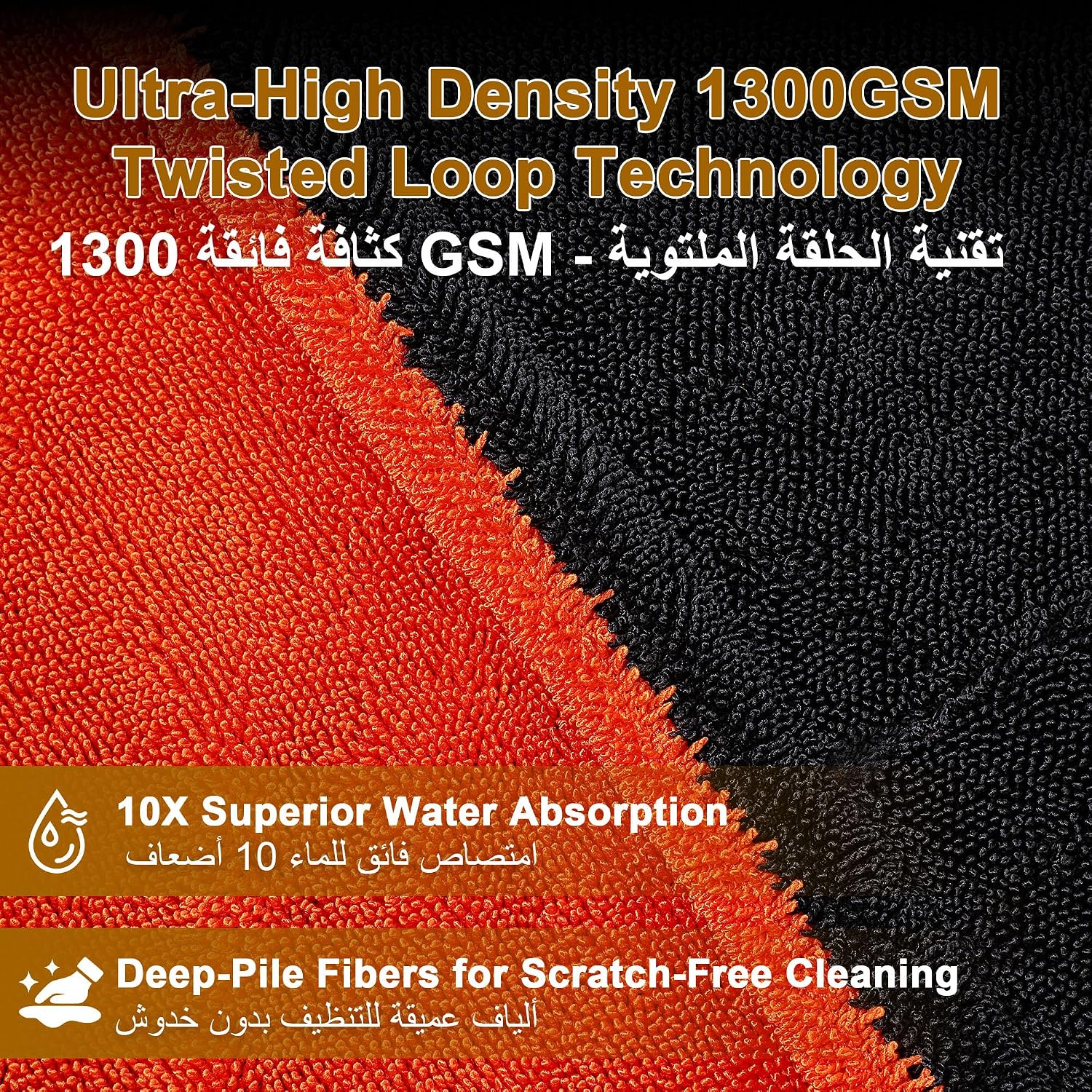 NAYEL Jumbo 1300GSM Car Drying Towel, 650g+ Professional Weight, Ultra Thick Super Absorbent Microfiber Cloth, 90x60cm (Blue & Grey)