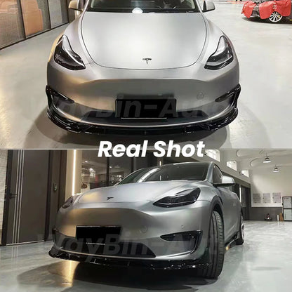 طقم بودي كت كامل لتسلا موديل 3 وModel Y (2017-2024) – فرونت ليب، سايد سكيرت، ديفيوزر خلفي وسبويلر أسود لامع