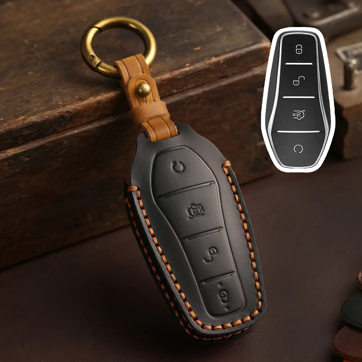 غطاء مفتاح جلدي لـ BYD