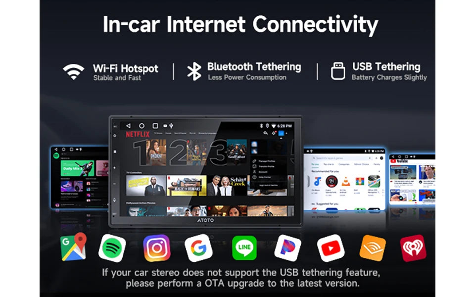 شاشة أندرويد 7 إنش للسيارة مع Apple CarPlay وAndroid Auto