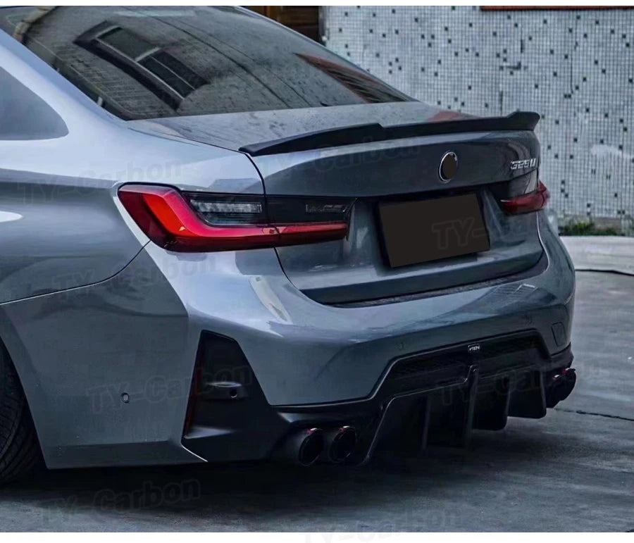 ديفيوزر خلفي مع إضاءة LED لبي إم دبليو الفئة الثالثة G20/G28 LCI M Sport (2023+) – سايد سبلتر أسود