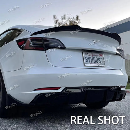 طقم بودي كت كامل لتسلا موديل 3 وModel Y (2017-2024) – فرونت ليب، سايد سكيرت، ديفيوزر خلفي وسبويلر أسود لامع