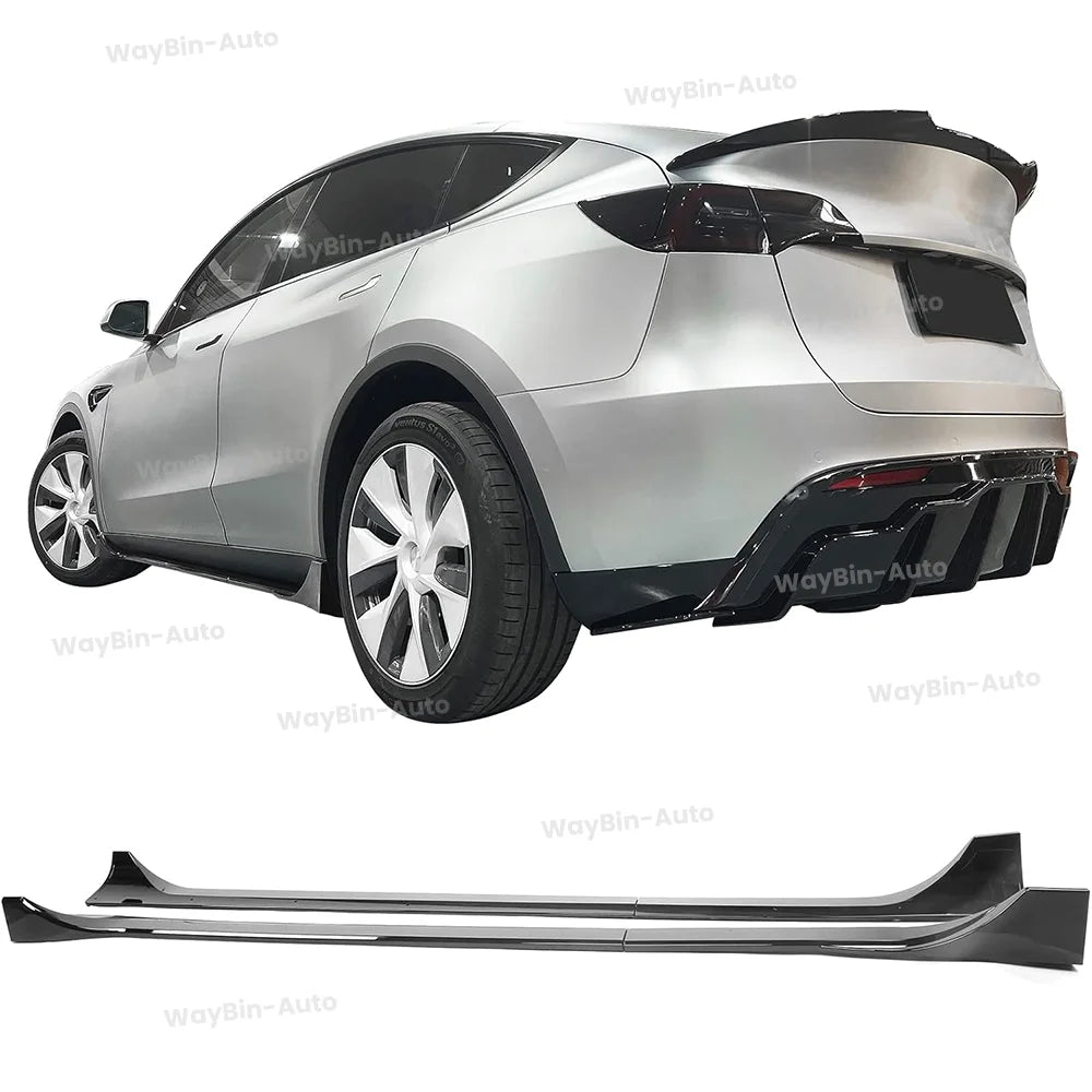 سايد سكيرت لتسلا موديل 3 وModel Y (2017-2023) وModel 3 Highland – ABS بنقشة كاربون