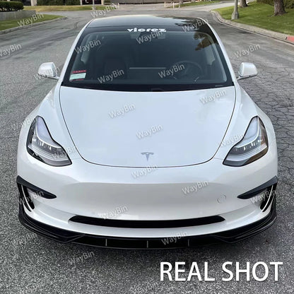 طقم بودي كت كامل لتسلا موديل 3 وModel Y (2017-2024) – فرونت ليب، سايد سكيرت، ديفيوزر خلفي وسبويلر أسود لامع