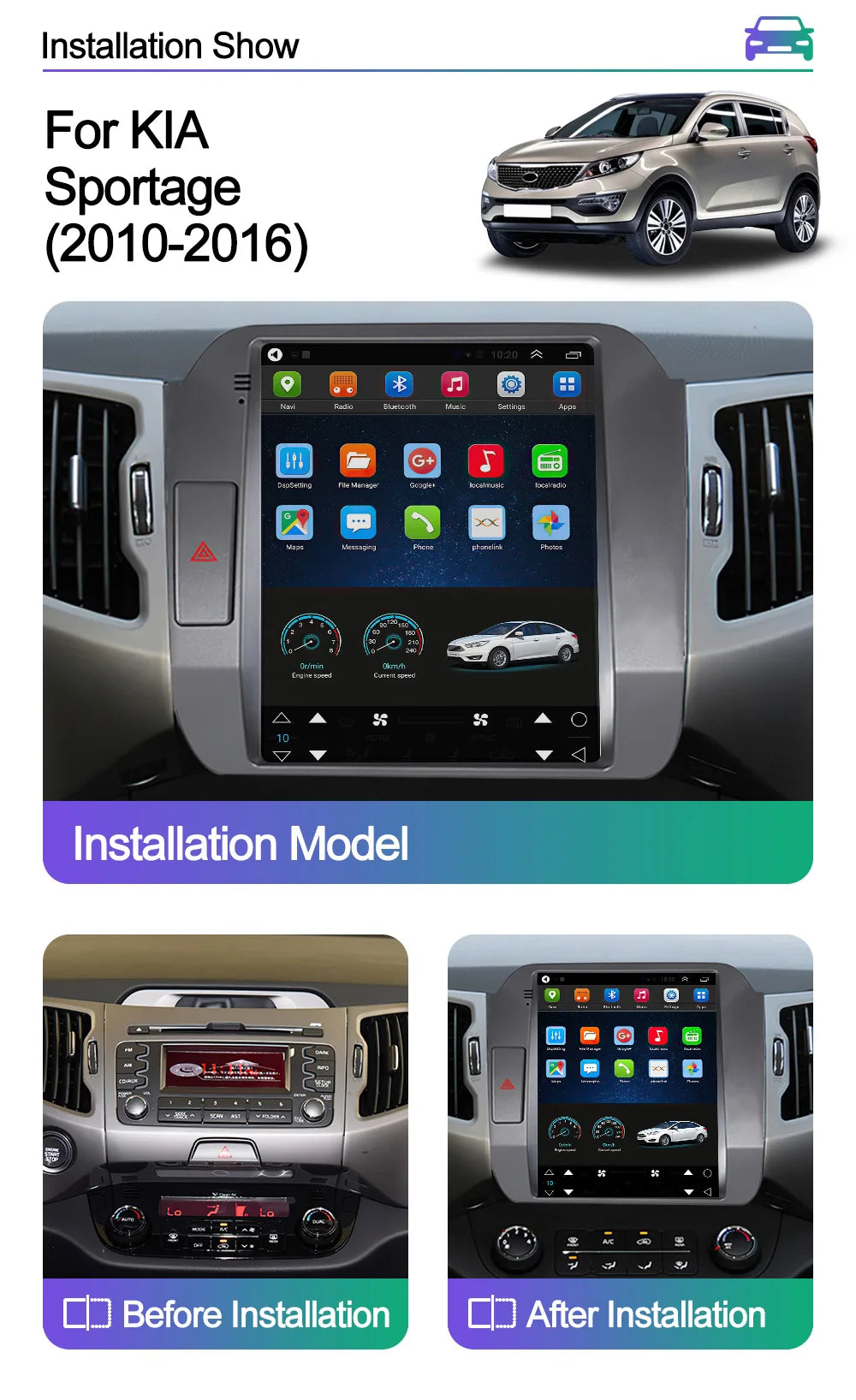 شاشة Tesla Style لكيا سبورتاج (2010-2016)