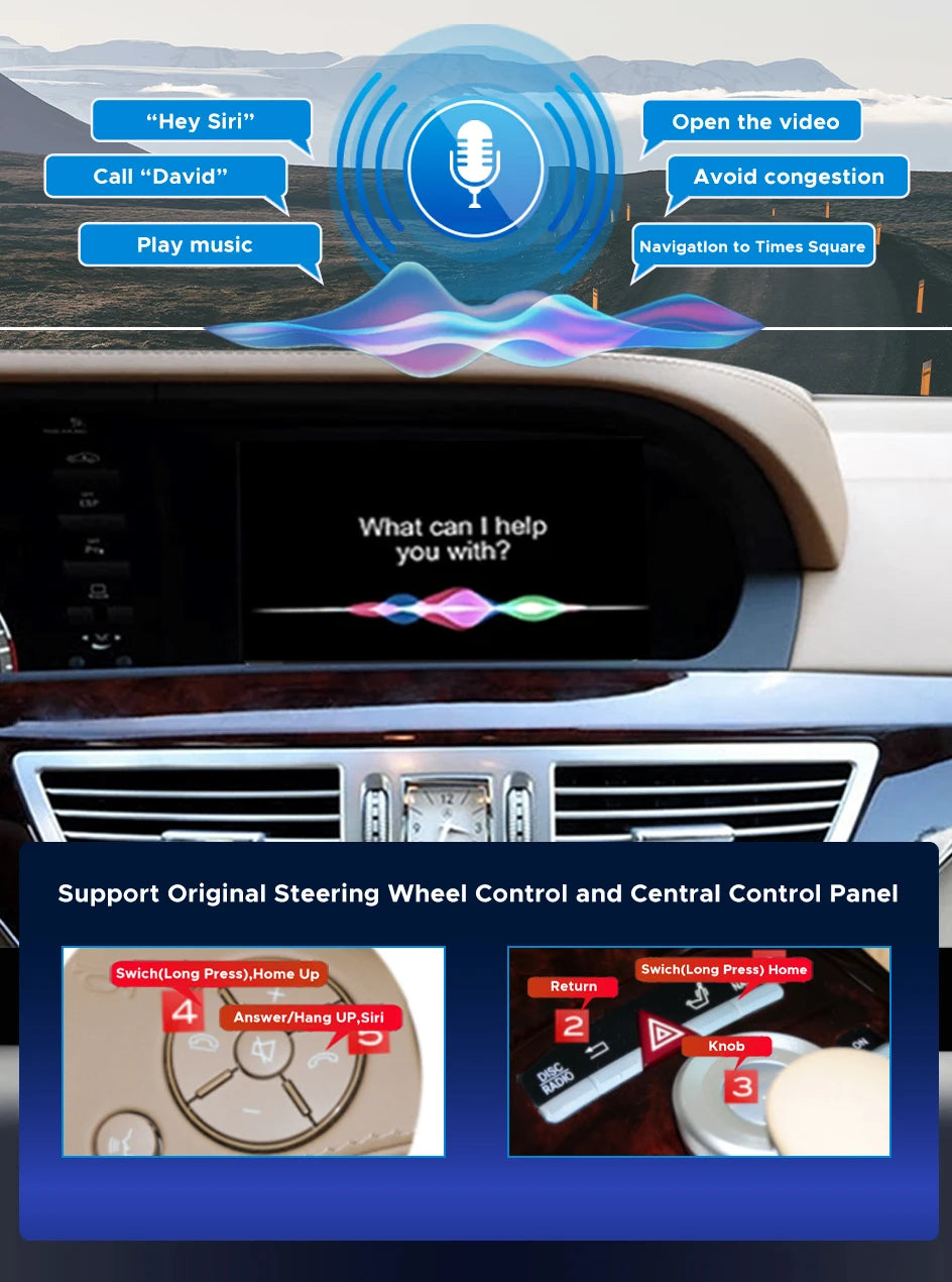 واجهة CarPlay وAndroid Auto لاسلكية لمرسيدس S-Class (W221)