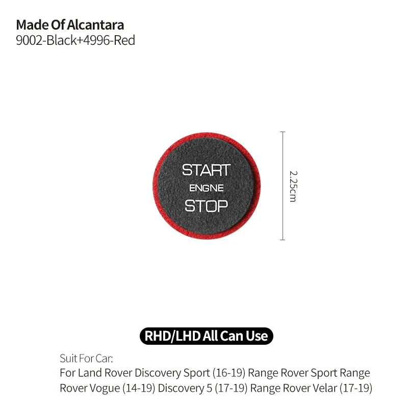 Made of Alcantara For Land Rover Discovery Sport (2016-2019) Engine Start Button Trim Sticker Car Interior Tuning Accessories