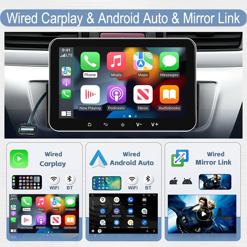 شاشة CarPlay سلكية 7 إنش للسيارة