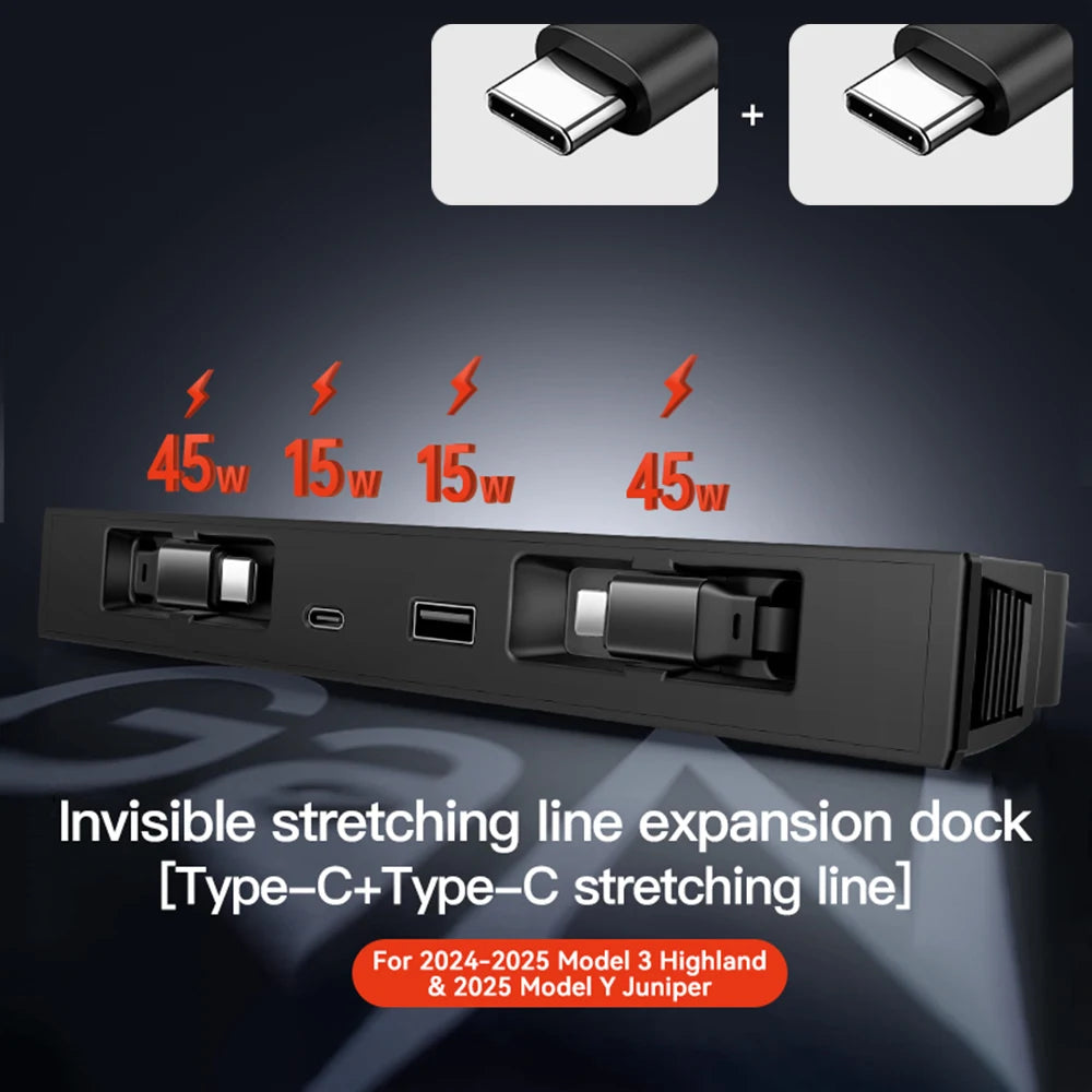 شاحن USB-C بقدرة 54 واط لتسلا موديل Y Juniper / موديل 3 Highland