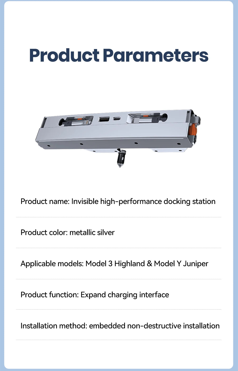 شاحن USB-C بقدرة 54 واط لتسلا موديل Y Juniper / موديل 3 Highland