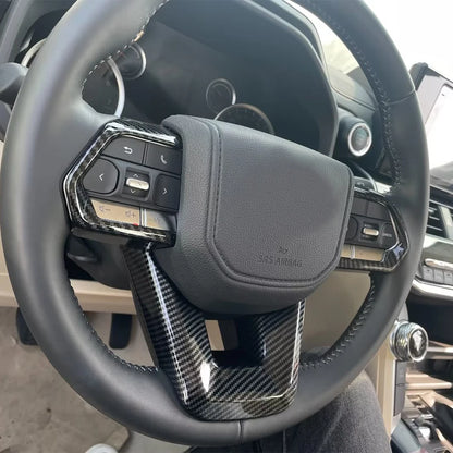 Car Steering Wheel Covers Trim Sticker For Toyota Land Cruiser 300 LC300 2021 2022 2023 Silver/Carbon Fiber Accessories