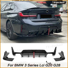 ديفيوزر خلفي مع إضاءة LED لبي إم دبليو الفئة الثالثة G20/G28 LCI M Sport (2023+) – سايد سبلتر أسود