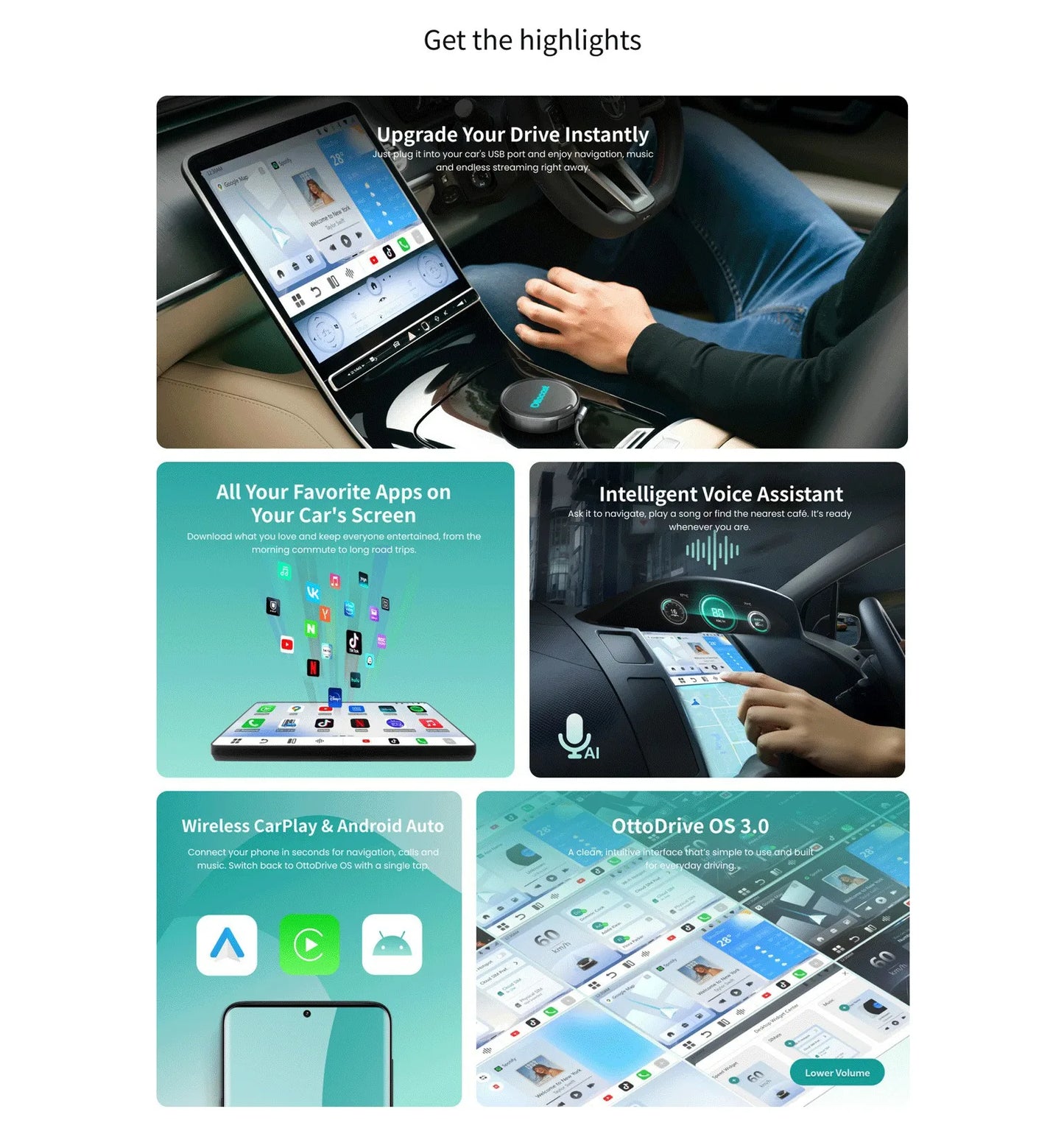 OttoAibox P3 Pro – محول CarPlay وAndroid Auto لاسلكي