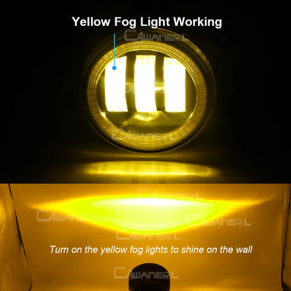 طقم كشافات ضباب LED مع DRL وAngel Eye لنيسان باترول سفاري Y61 (2005-2009) – يمين ويسار