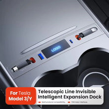 For Tesla Model 3 Y 2023 27W Quick Charger USB Shunt Hub Intelligent Docking Station Car Adapter Powered Splitter Extension