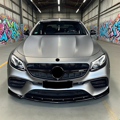 سبويلر أمامي لمرسيدس E-Class W213 E63 AMG (2016-2020) – فرونت ليب، سبلتر وديفيوزر أمامي أسود لامع