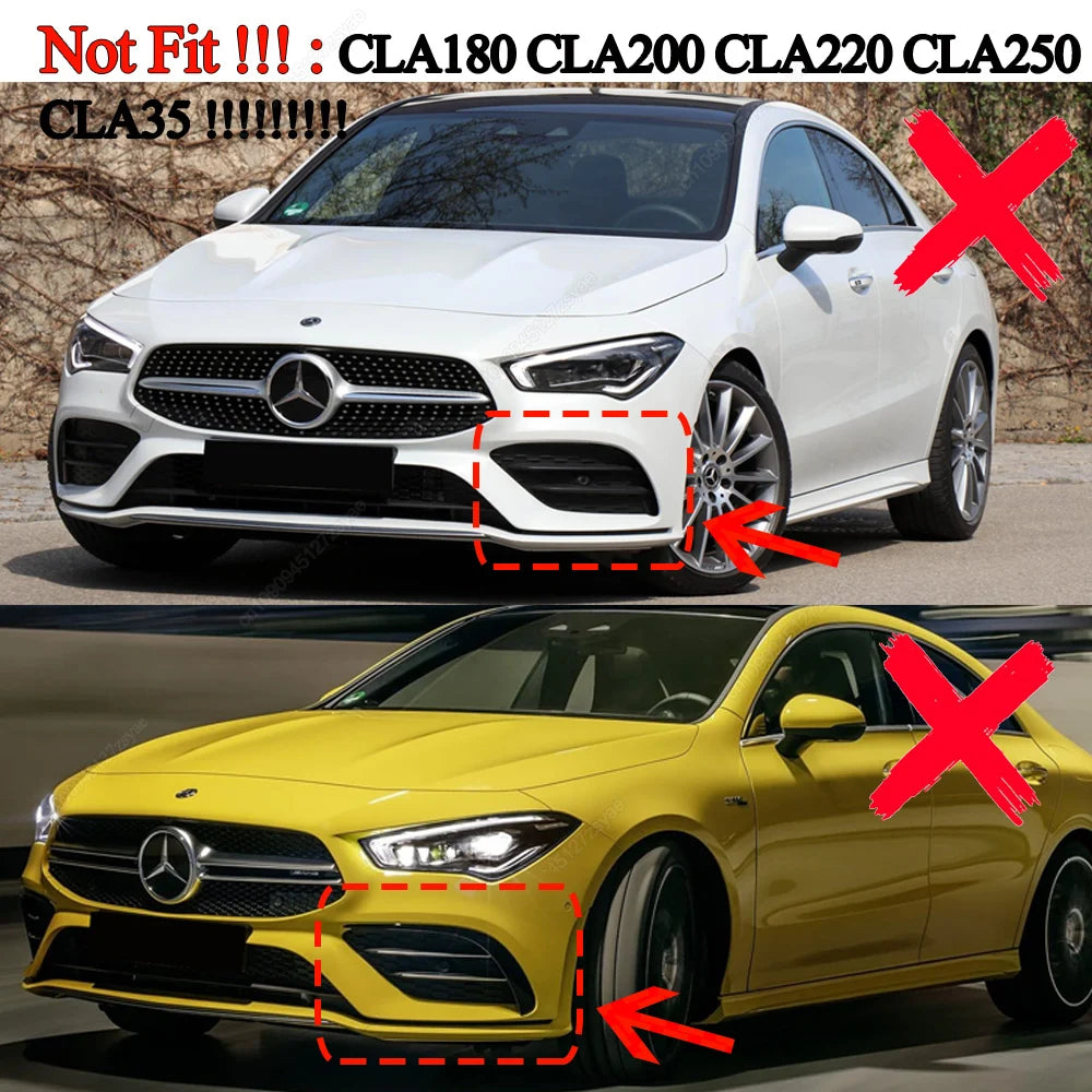 سبلتر جانبي أمامي لمرسيدس CLA45 AMG C118/W118 (2019-2023) – كانارد، شبك ضباب وجناح هوائي ABS