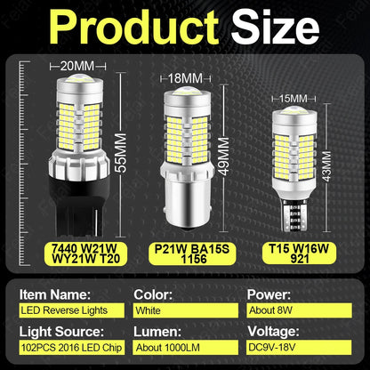 LED Reverse Light For Toyota Land Cruiser Prado 120 150 2002-2008 2009 2010 2011 2012 2013 2014 2015 2016-2021 Reversing Bulbs