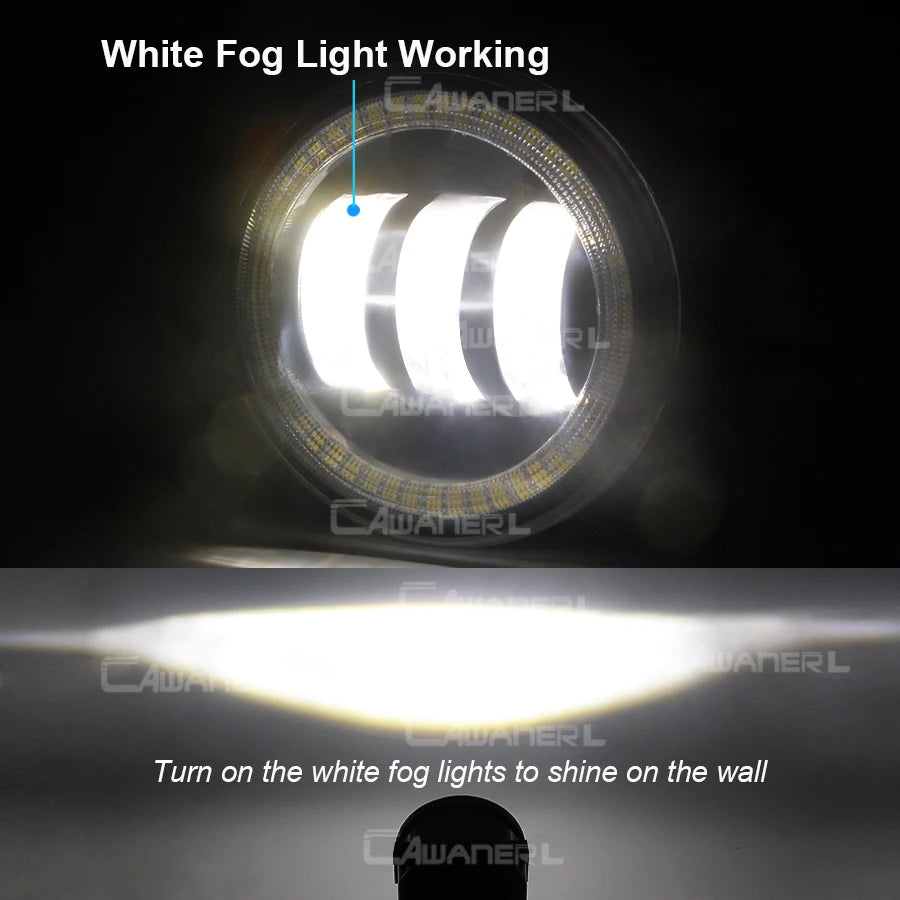 طقم كشافات ضباب LED مع DRL وAngel Eye لنيسان باترول سفاري Y61 (2005-2009) – يمين ويسار