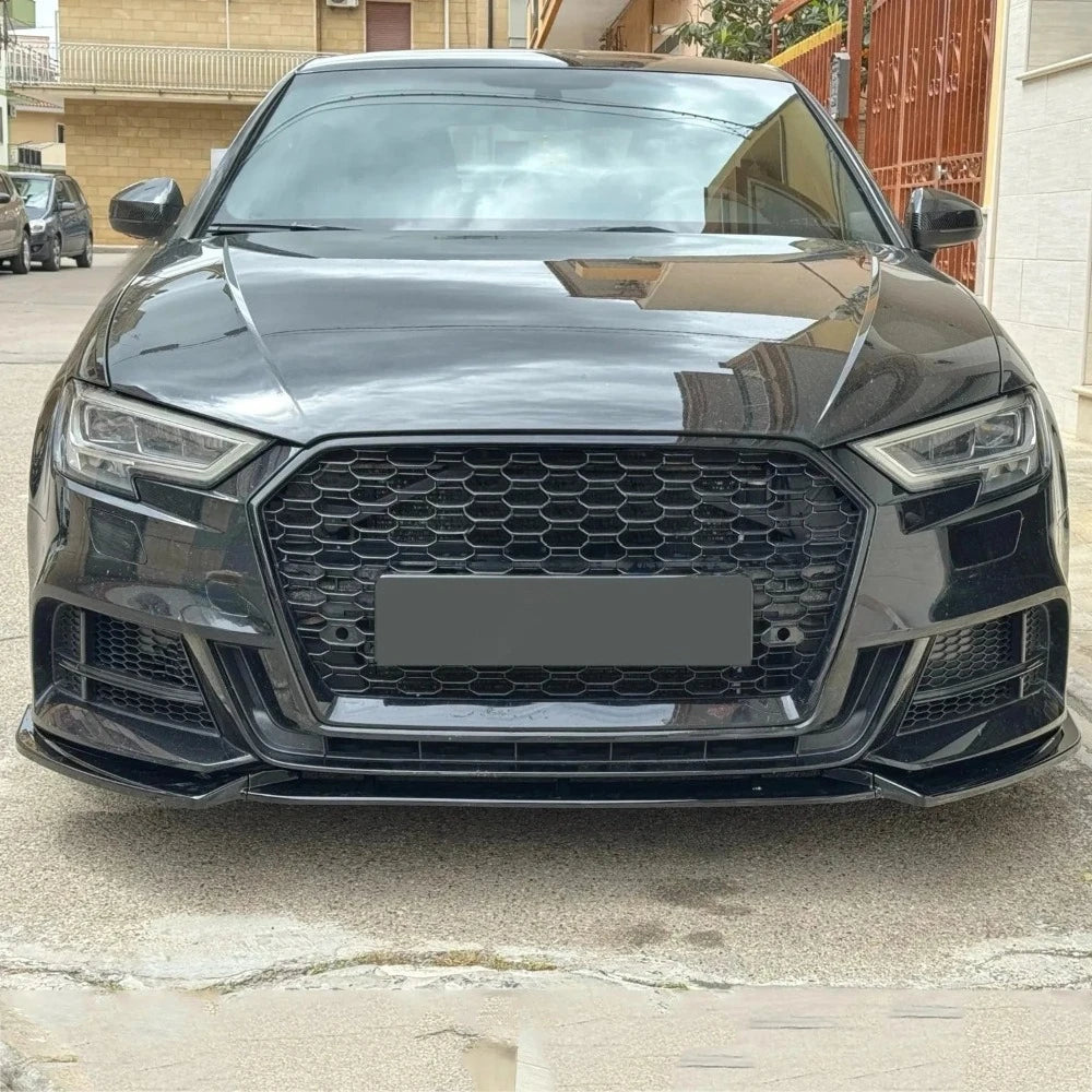 سبويلر أمامي لأودي A3 / S3 8V S-Line (2017-2020) – فرونت ليب، سبلتر جانبي ABS أسود لامع