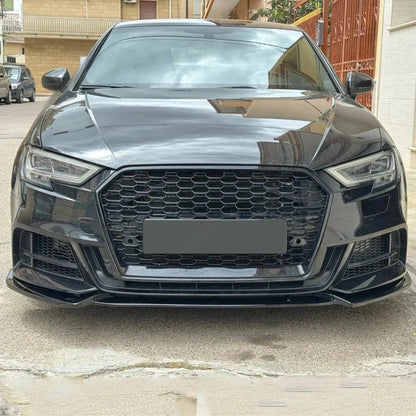 سبويلر أمامي لأودي A3 / S3 8V S-Line (2017-2020) – فرونت ليب، سبلتر جانبي ABS أسود لامع