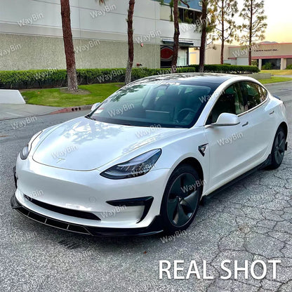 طقم بودي كت كامل لتسلا موديل 3 وModel Y (2017-2024) – فرونت ليب، سايد سكيرت، ديفيوزر خلفي وسبويلر أسود لامع