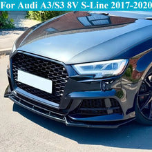 سبويلر أمامي لأودي A3 / S3 8V S-Line (2017-2020) – فرونت ليب، سبلتر جانبي ABS أسود لامع