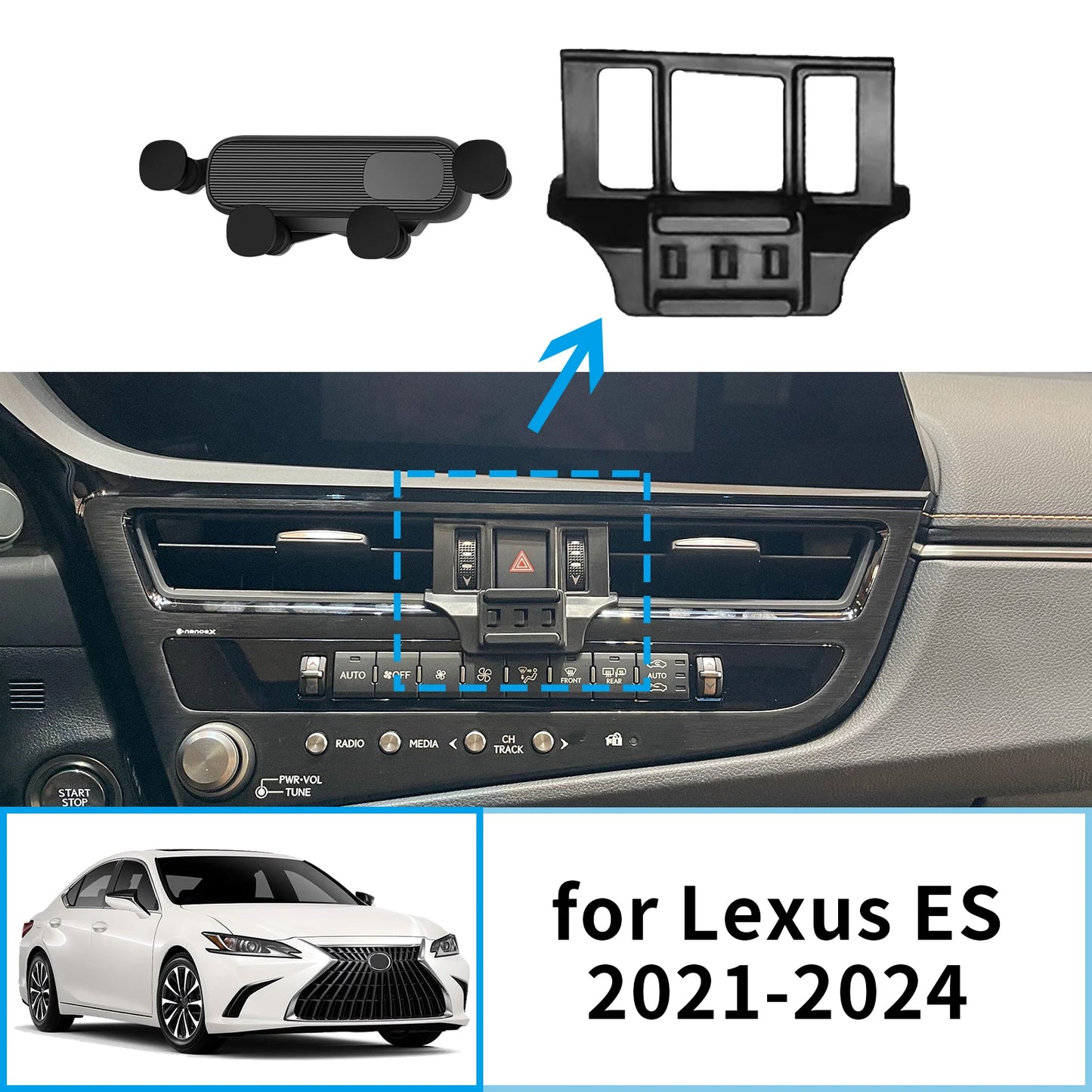 حامل جوال لليكزس ES 200 / ES 250 / ES 300h / ES 350 (2021-2024) – قاعدة تثبيت للملاحة وGPS