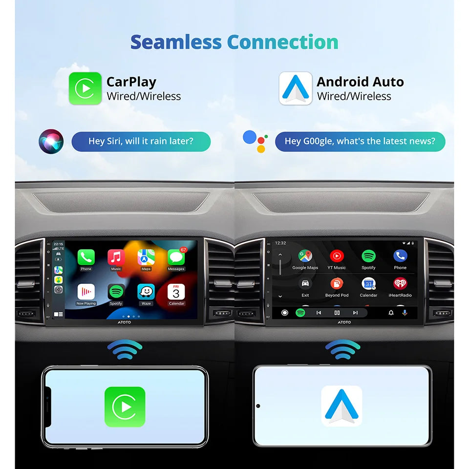 شاشة أندرويد 7 إنش للسيارة مع Apple CarPlay وAndroid Auto