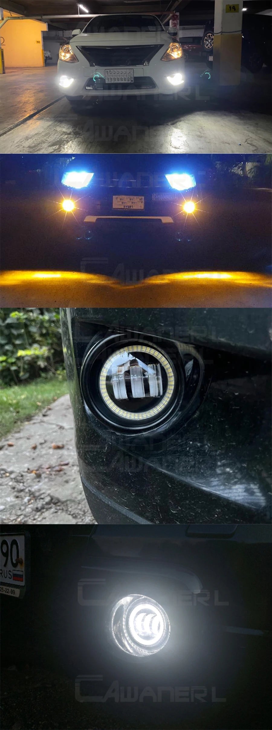 طقم كشافات ضباب LED مع DRL وAngel Eye لنيسان باترول سفاري Y61 (2005-2009) – يمين ويسار