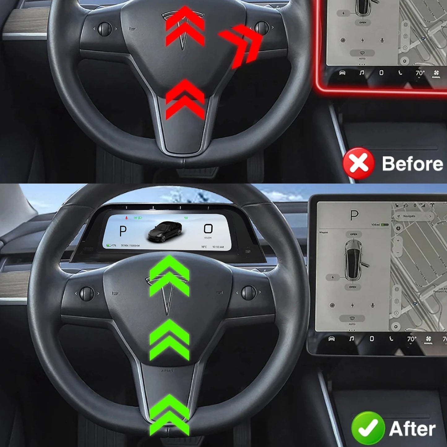 شاشة HUD مقاس 9.6 إنش لتسلا موديل 3 / موديل Y