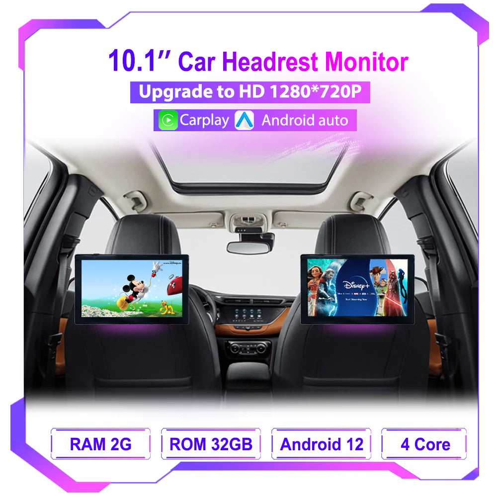 شاشة مسند رأس أندرويد 10.1 إنش مع CarPlay