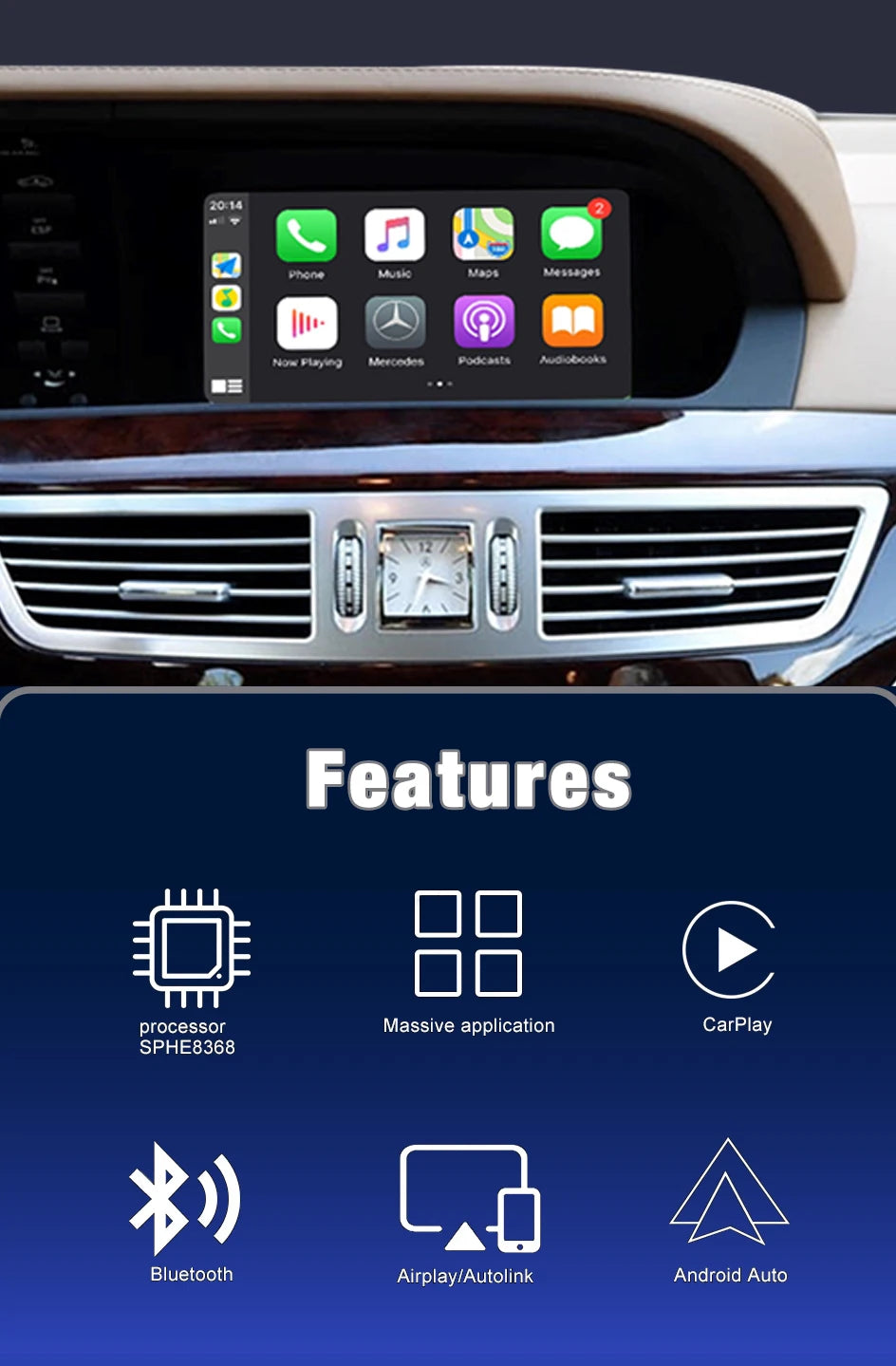واجهة CarPlay وAndroid Auto لاسلكية لمرسيدس S-Class (W221)