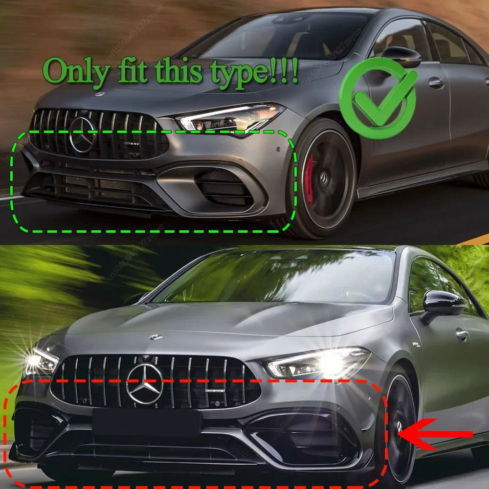 سبلتر جانبي أمامي لمرسيدس CLA45 AMG C118/W118 (2019-2023) – كانارد، شبك ضباب وجناح هوائي ABS