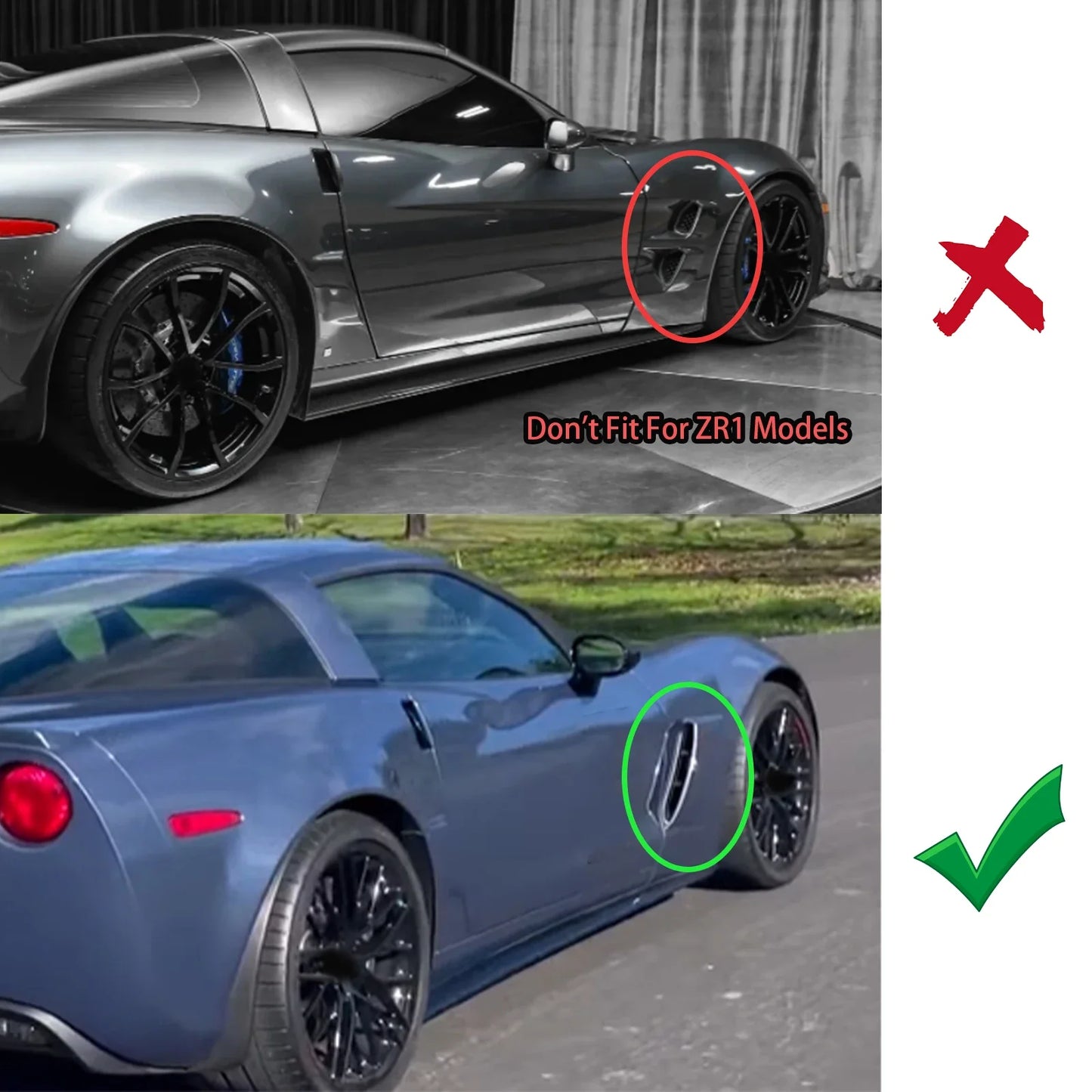 فتحات رفارف جانبية لشفروليه كورفيت C6 Z06 / Grand Sport (2005-2013) – أسود مطفي بنقشة كاربون