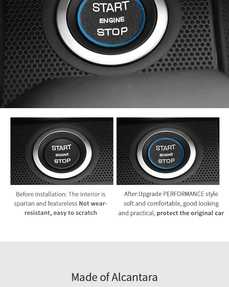 Made of Alcantara For Land Rover Discovery Sport (2016-2019) Engine Start Button Trim Sticker Car Interior Tuning Accessories