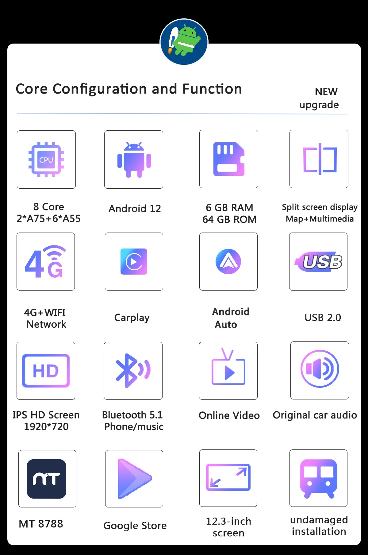 شاشة ترفيه للراكب الأمامي لجيتور T2